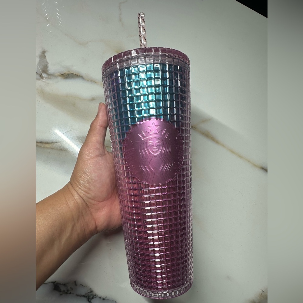 Starbucks Pink and Blue Grid Venti Tumbler